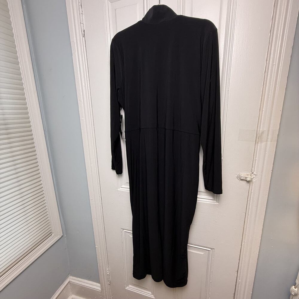 Attitudes by Renee Black Jersey Surplice Wrap Midi Dress Womens 1X NWT - Picture 6 of 10